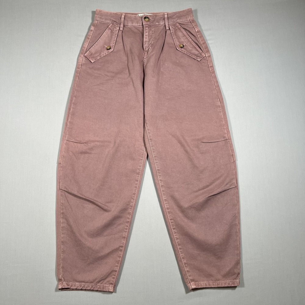 We The Free Free People Barrel Leg Pants Mauve Pink Cotton Tapered Size 26
